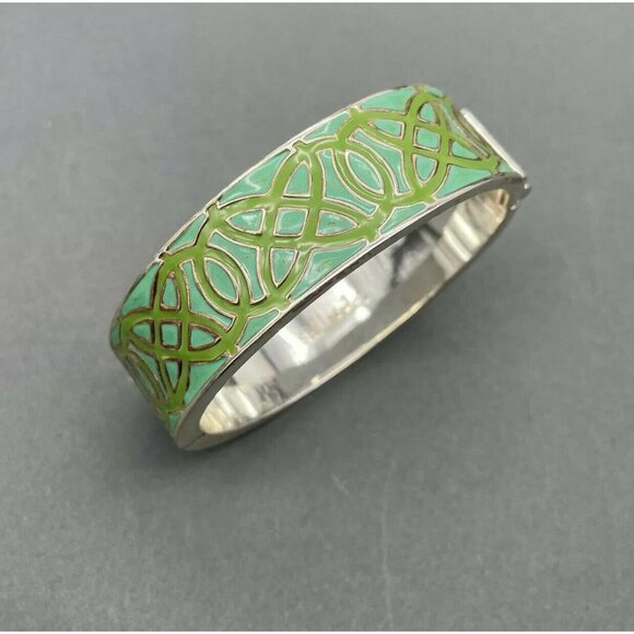 Stella & Dot Blue Green  Eleanor Bangle Bracelet silver Tone - Picture 1 of 4